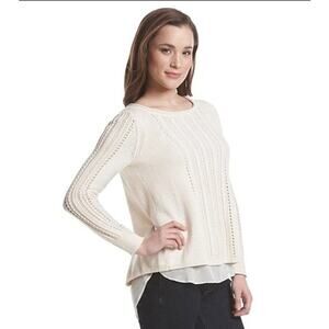 Lucky Brand Ivory Split Back Sweater L